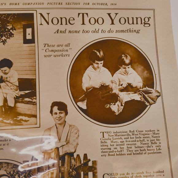 1918 "None Too Young - None Too Old" Original WWI‎ Sepia Tone Photo Article Page - Picture 7 of 16